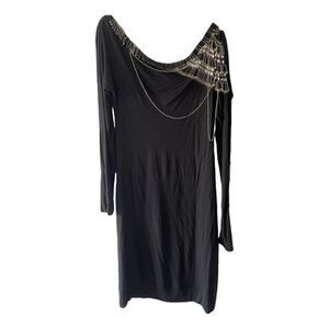 Patrizia Pepe “Safety Pin” Cold Shoulder Cocktail Dress